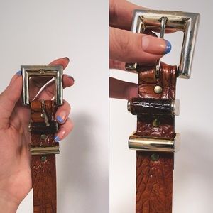 🤎🐊embossed croc belt with gold/brass detail✨